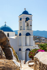 Ios Greece.06-06-2022. Traditional Orthodox church  at Ios village.Cyclades Islands. Greece.