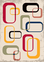 Mid Century Modern Abstract Background. 1950s-1960s Retro Style Geometric Design Art