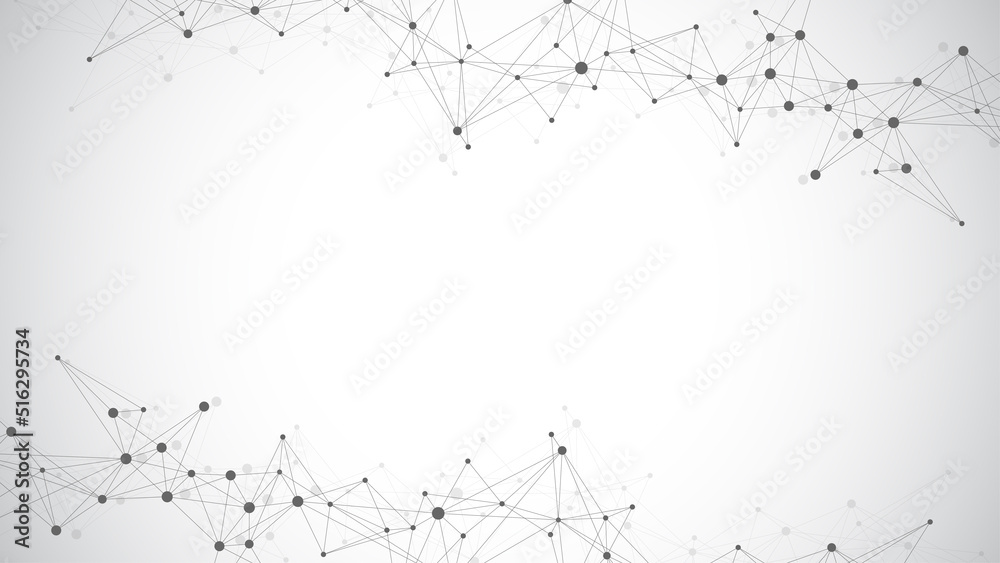 Aufkleber Geometric abstract background with connected lines and dots. Connectivity flow point. Molecule and communication background. Graphic connection background for your design illustration.