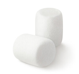 Two tasty marshmallows, isolated on white background