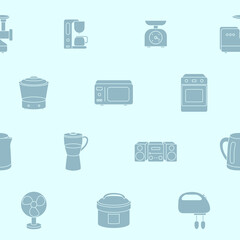 Home machines - Vector background (seamless pattern) of silhouettes microwave, oven, refrigerator, vacuum, blender, kettle and other appliances for graphic design