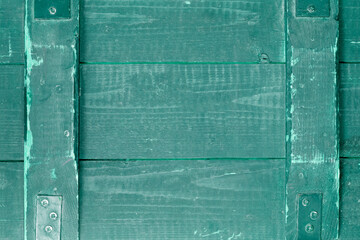army wooden blue aquamarin box close-up. old tree texture, background, space for text 