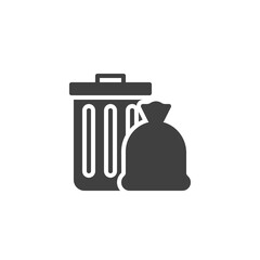 Trash bin and bag vector icon
