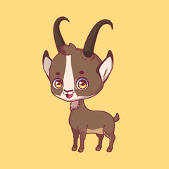 Illustration of a cartoon chamois on colorful background