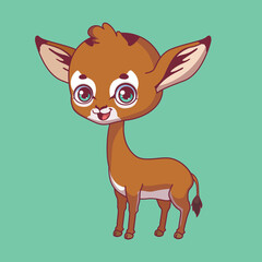 Illustration of a cartoon gerenuk on colorful background