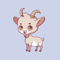 Illustration of a cartoon goat on colorful background