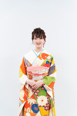 Naklejka premium 着物を着た女性