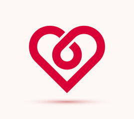 Heart geometric linear logo vector icon or logotype, graphic design modern style element, love care and charity geometrical symbol.