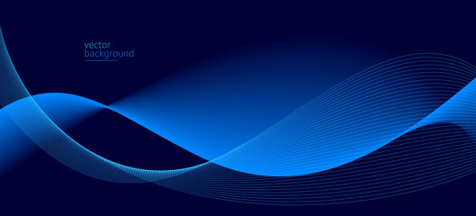Flowing dark blue curve shape with soft gradient vector abstract background, relaxing and tranquil art, can illustrate health medical or sound of music.