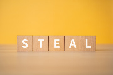 「STEAL」と書かれたブロック
