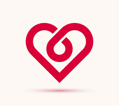 Heart geometric linear logo vector icon or logotype, graphic design modern style element, love care and charity geometrical symbol.