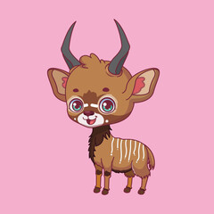 Illustration of a cartoon nyala on colorful background