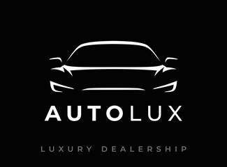 Luxury sports car logo. Motor vehicle headlight silhouette emblem. Auto dealership icon. automotive garage symbol. Vector illustration. - obrazy, fototapety, plakaty