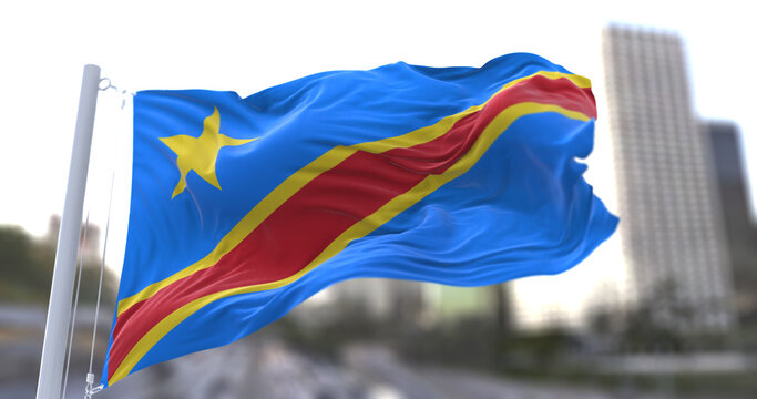 3d illustration flag of Democratic republic. flag symbols of Dr Congo.