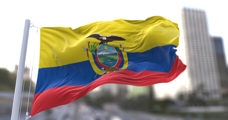 3d illustration flag of Ecuador. flag symbols of Ecuador.