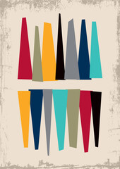 1950s Style Vintage Colors Abstract Background. Mid Century Modern Geometric Design Art