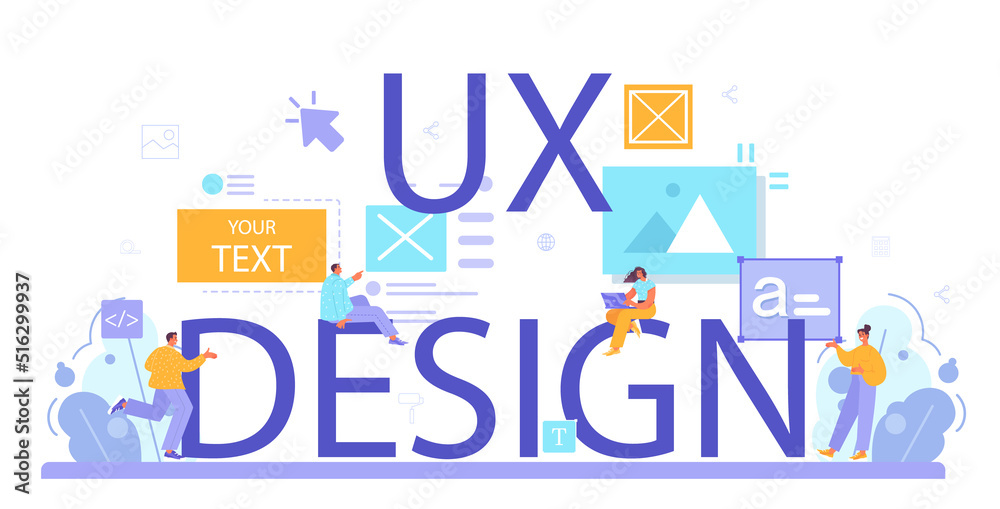 Poster ux design typographic header. app interface improvement. user interface