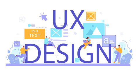 UX design typographic header. App interface improvement. User interface