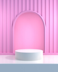 Fototapeta na wymiar Modern minimalist pink mockup for podium display or showcase 3d rendering