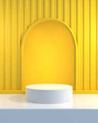 Obraz na płótnie Canvas Modern minimalist yellow mockup for podium display or showcase 3d rendering