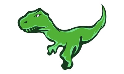 Vector illustration of green dinosaur isolated in white background. 