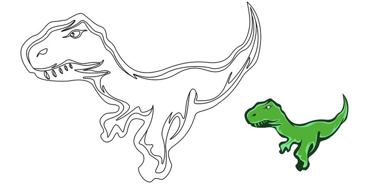 Dinosaur coloring book for children's. Isolated in white background. For children's creativity. 