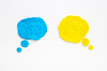 Text speech bubble made of plasticine. Messengers and social networks concept