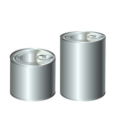 Metal jar mockup. Empty realistic jars.   