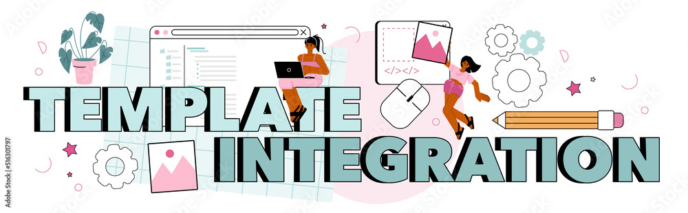 Poster template integration typographic header. website constructing. typersetter