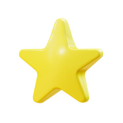 Yellow star shape 3d render , with clipping path , isolated on white  background , 3D Rendering illustration