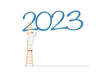 The year 2023 was painted by a miniature people painter.