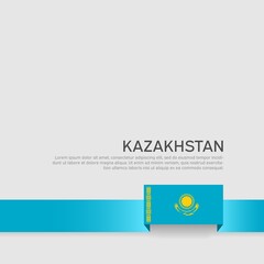 Kazakhstan flag background. State patriotic kazakh banner, cover. Ribbon color flag of kazakhstan on a white background. National poster. Business booklet. Vector design