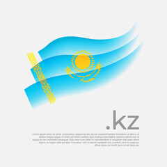 Kazakhstan flag watercolor. Vector stylized national design on white background. Kazakh flag painted with abstract brush strokes, kz domain, place for text. State patriotic banner of kazakhstan, cover