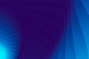 Vector abstract graphic illustration in the form of gradient blue and dark blue curved wavy lines overlapping each other with mostly dark blue color. Template for cover, flyer or banner.