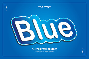 3D Simple Blue Sticker Texture Text Effect Template Editable