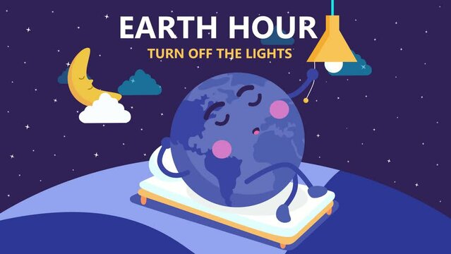 earth hour, eco, planet, electricity, turn off light, animation, motion picture