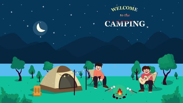camping, traveling, travel, family, nature, view, animation, motion picture