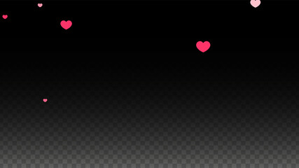 Hearts Confetti Falling Background. St. Valentine's Day pattern. Romantic Scattered Hearts Design Element. Love. Sweet Moment. Gift. Cute Element of Design for Sales or Celebration.