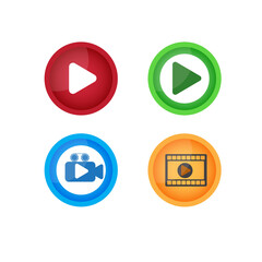 Video media icons - buttons to play video, film