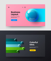 Naklejka premium Multicolored booklet design vector illustration bundle. Clean realistic spheres flyer template collection.