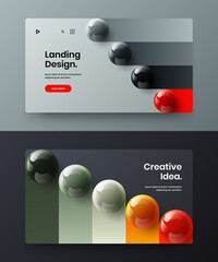 Modern leaflet design vector concept set. Clean realistic balls landing page layout collection.