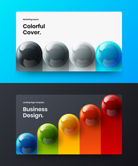 Bright company identity vector design illustration collection. Simple 3D spheres corporate cover concept composition.