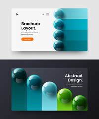 Isolated company brochure vector design template composition. Simple 3D balls corporate identity concept collection.