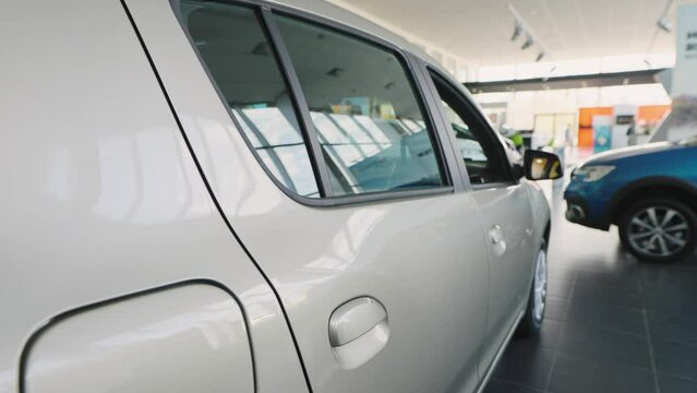 New cars in the showroom of the official dealer.
