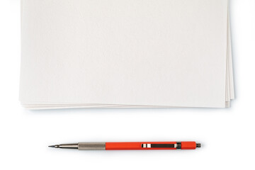 Blank paper with mechanical pencil