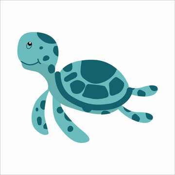 Sea turtle. Vector isolated illustration on white background.