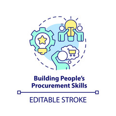 Building people procurement skills concept icon. Purchasing strategy abstract idea thin line illustration. Decision making. Isolated outline drawing. Editable stroke. Arial, Myriad Pro-Bold fonts used