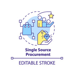 Single source procurement concept icon. Purchasing strategy example abstract idea thin line illustration. Supply chain. Isolated outline drawing. Editable stroke. Arial, Myriad Pro-Bold fonts used