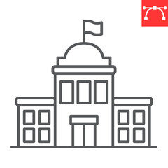 Fototapeta premium School building line icon, school and education, high school vector icon, vector graphics, editable stroke outline sign, eps 10.