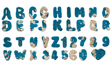Alphabet letters textured with creative grunge surface